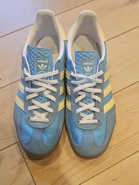 adidas Samba Sneakers in Sky Blue and Cream Accents